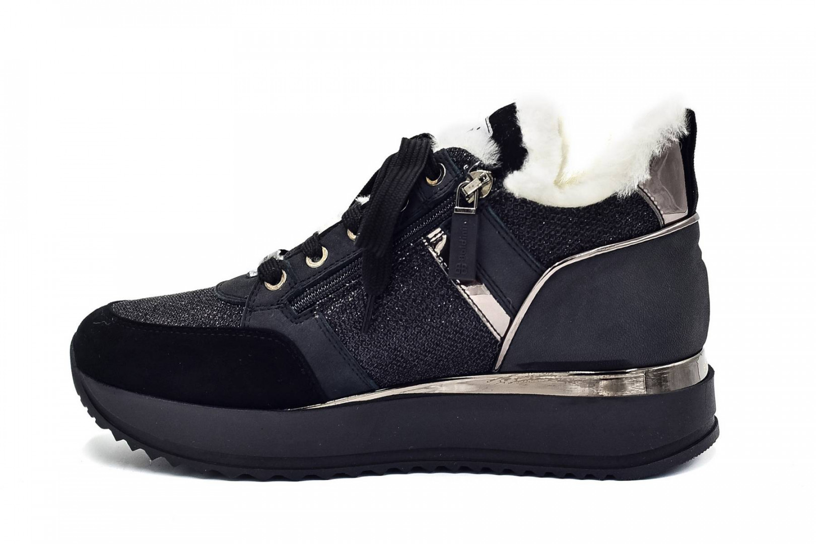 Купить зимние кроссовки с натуральным мехом Baldinini в интернет-магазине